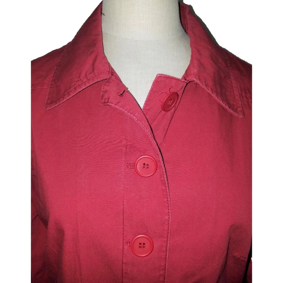 H&M Red 100% Cotton Jacket Big Pockets Unlined Lightweight Distressed 14 - Picture 4 of 8